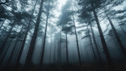 Misty forest canopy