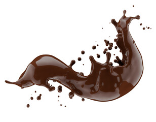 chocolate splash isolated on white background. 3d render