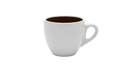 Isolated light-gray ceramic mug, empty coffee cup, brown interior, simple round shape design