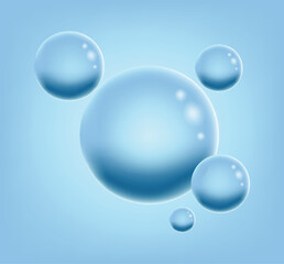 Abstract blue bubbles background featuring glossy, shiny spheres. A modern vector design perfect for posters, digital art, presentations, and creative branding projects.