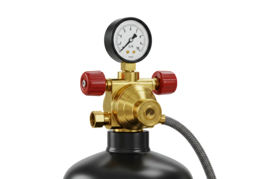 Isolated pressure gauge regulator on welding gas cylinder for industrial applications