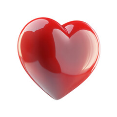Glossy red heart symbol on a transparent background