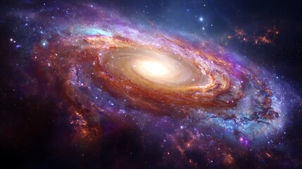 Spectacular spiral galaxy with bright core and colorful swirling arms