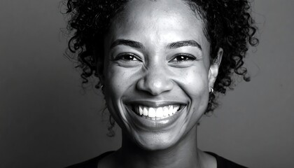 Smiling woman portrait, black and white