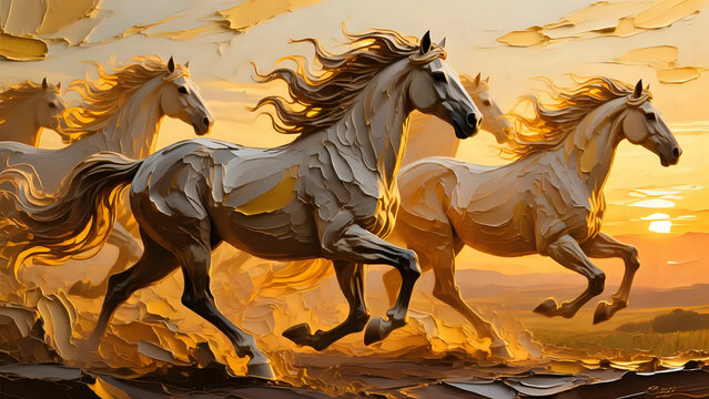 Running horse water colour painting