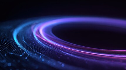 Obraz premium abstract background digital 3d background analytical waves technology 3d technological touches dock light of ring blue connection purple and colorful ring 