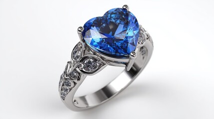ring in white gold or silver with a blue heartshaped gemstone wedding ring with diamond sapphire topaz valentines day gift romantic ring jewelry and decorations with a heart