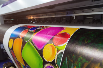 Large format printing machine in operation