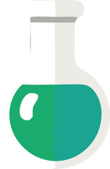 Green liquid in round bottom flask scientific glassware chemistry lab equipment educational science icon
