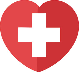 Red heart medical cross symbol health care assistance emergency aid symbol for love and wellness concepts