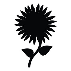 Black sunflower silhouette vector image for graphic design projects and creative illustrations use cases