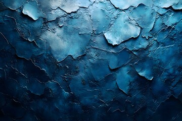 A textured blue surface with overlapping shapes resembling scales or abstract patterns