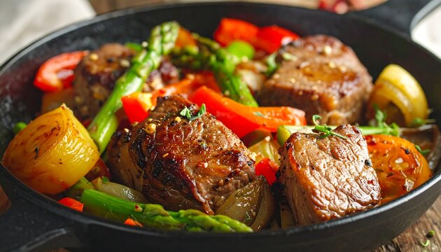 Seared beef with vibrant vegetables