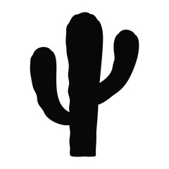 Black saguaro cactus vector illustration desert plant silhouette graphic design element nature icon