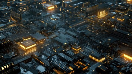 vivid technological design showcasing digital circuitry and glowing elements in a modern abstract space