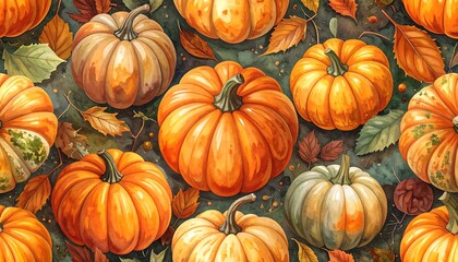 Autumn pumpkins and leaves (2)