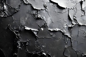 Obraz premium A close up view of dark gray textured rock formations with jagged edges and deep shadows