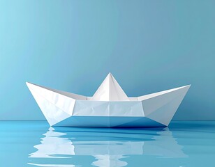 Obraz premium Paper boat on a blue surface