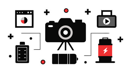 Essential Photography Equipment and Accessories Icons