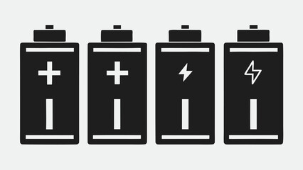 Fototapeta premium Four Simple Black and White Battery Icons