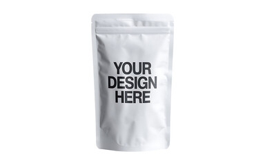 White Stand Up Pouch Bag Mockup with Design Area packaging Transparent background