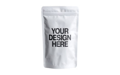 White Stand Up Pouch Bag Mockup with Design Area packaging Transparent background