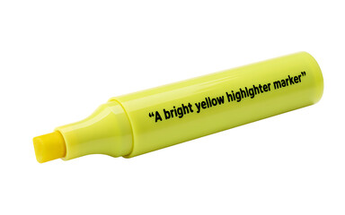 Yellow highlighter marker with text on its side writing Transparent background