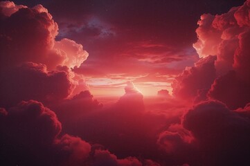 Crimson Horizon Illuminated by Clouds