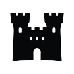 Obraz premium Vector illustration of a black castle silhouette for medieval fantasy game design and history books
