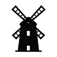 Silhouette of a traditional windmill drawing illustration vector art design graphic image icon symbol landmark