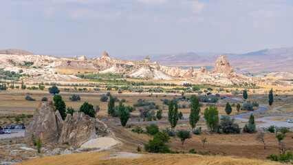 Volcanic rock formations landscape in Cappadocia, place of residence of ancient Christians