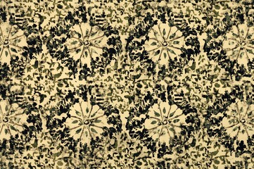 Block and batik design with digital textile printing background