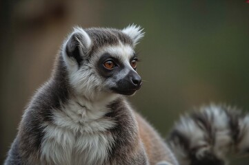 Close-up of a ring-tailed lemur gazing sideways