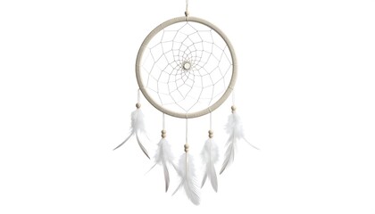 Beige dreamcatcher with white feathers