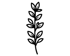 Fototapeta premium Minimalist Leaf Stem – Geometric Botanical Silhouette