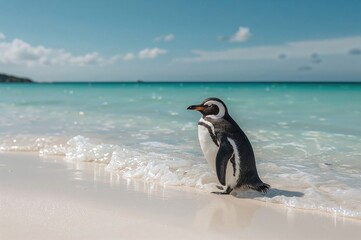 Obraz premium Flightless aquatic bird with tuxedo-like plumage