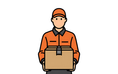 Delivery Person Holding Cardboard Box Icon removed Transparent background