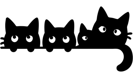 Obraz premium Playful black kittens peek over edge, curious eyes capture attention, perfect for cute designs