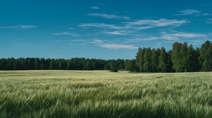 Fototapeta premium Wide rural grassland bordered by low hills, suitable for farming, agriculture, or rustic-themed visual projects.
