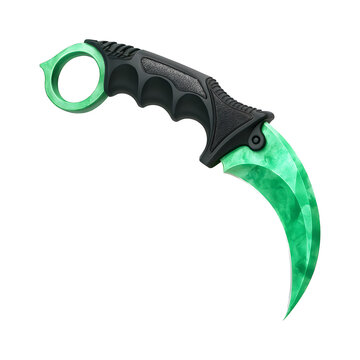 3D Green Crystal Karambit Knife with Black Handle &ndash; Tactical Curved Blade Weapon