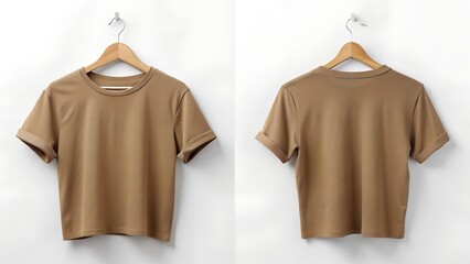 earth brown cropped shirt front back view