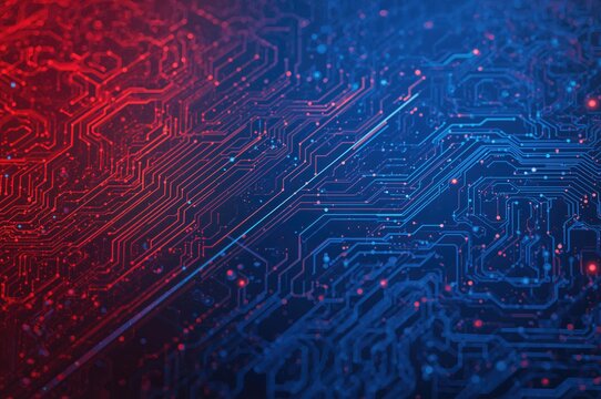 Abstract neon tech background with digital circuits and cyber cloud security, featuring AI, big data, IoT, and futuristic internet connections