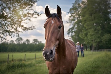 Naklejka premium Serene depiction of an equine amidst a tranquil environment highlighting animal welfare