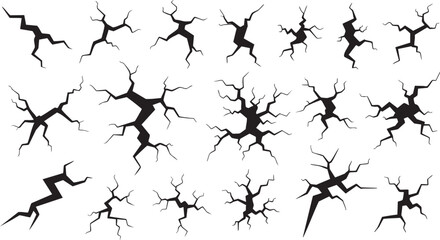 Realistic crack texture collection for grunge effects surface breakage backgrounds and distressed design creative resources