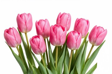 Fototapeta premium Isolated pink tulip flowers on a white background