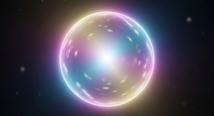 Obraz premium Enchanting glowing orb pulsates with vibrant cosmic energy against a deep space backdrop, radiating ethereal light and wonder for futuristic concepts.