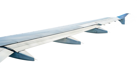 Airplane wing with colorful accents isolated on a transparent background aviation