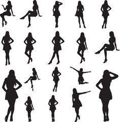 Female Silhouettes in Fashion Poses &ndash; Elegant, Confident and Stylish Women Vector Collection