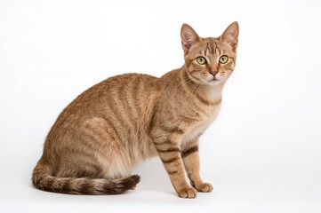 Obraz premium Isolated white background with a single Oriental feline