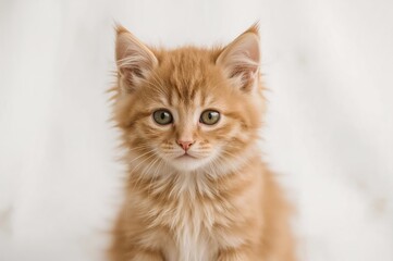 Obraz premium Striped red kitten with bright fur